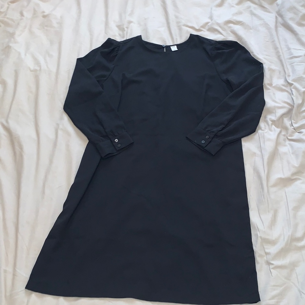 Old Navy Black Chiffon Dress with long puffed sleeves
